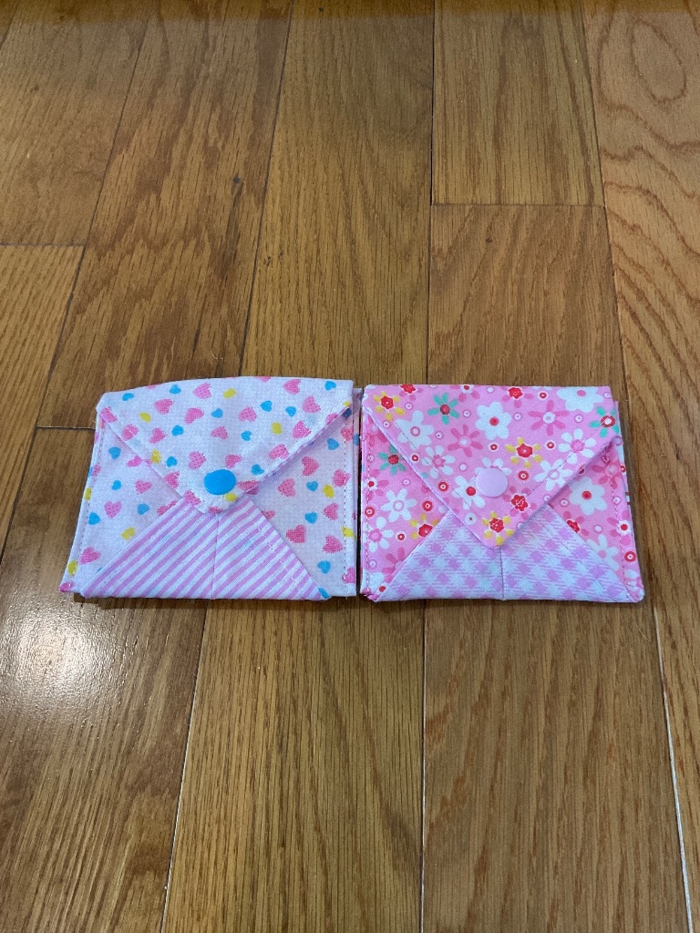 Set of 2 Pink Envelope Style Snap Pouches
